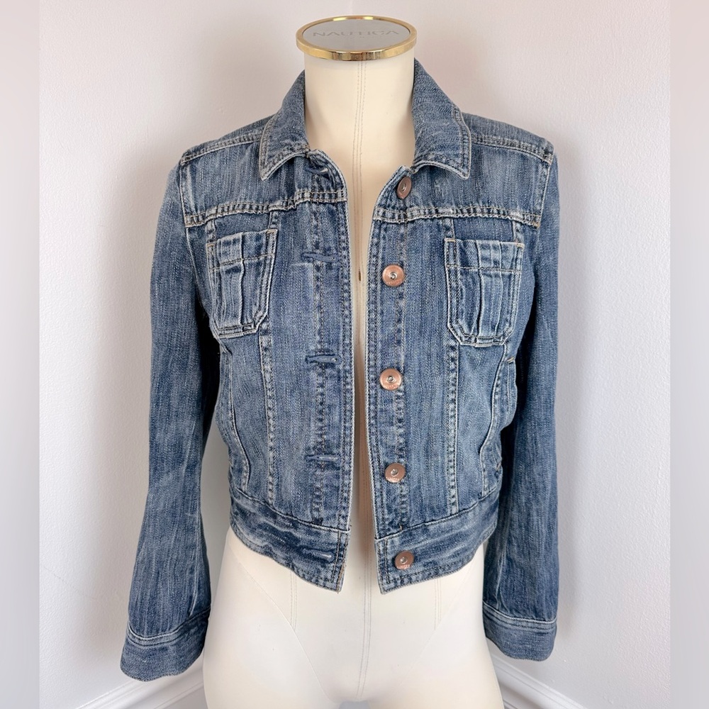 EXPRESS Denim Distressed Blue Jean Jacket | Size XS